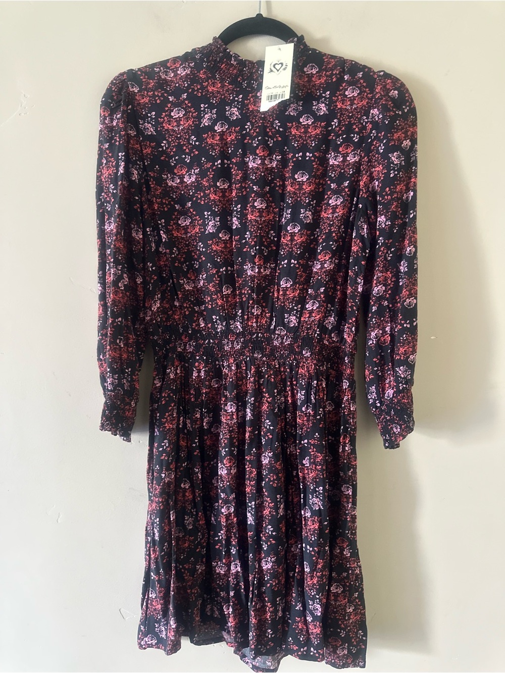 Miss Selfridge Black Dress with Pink Floral Print